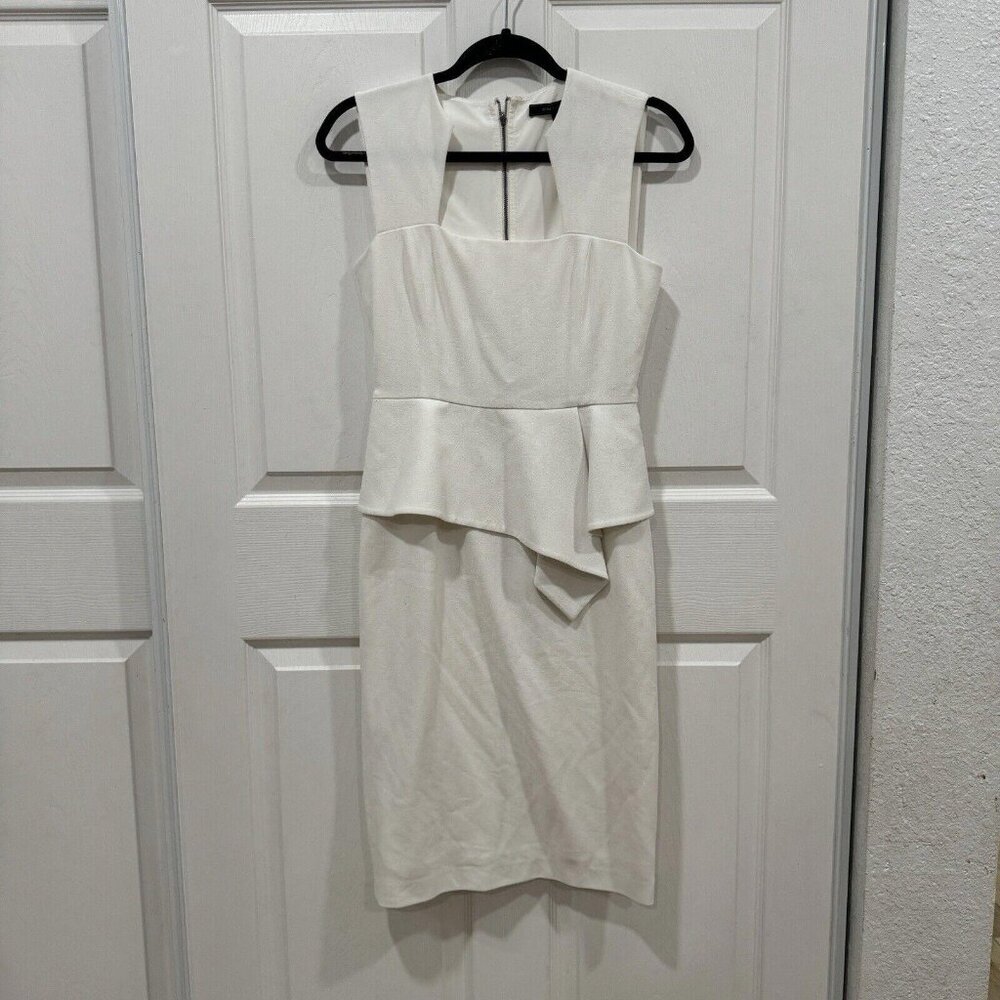 BCBGMAXAZRIA‎ BCBG Maxazaria Simone Peplum Sheath Dress  04 White